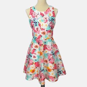 RW&CO Fit and Flare Floral Print Lined Sleeveless Dress Size 6 EUC